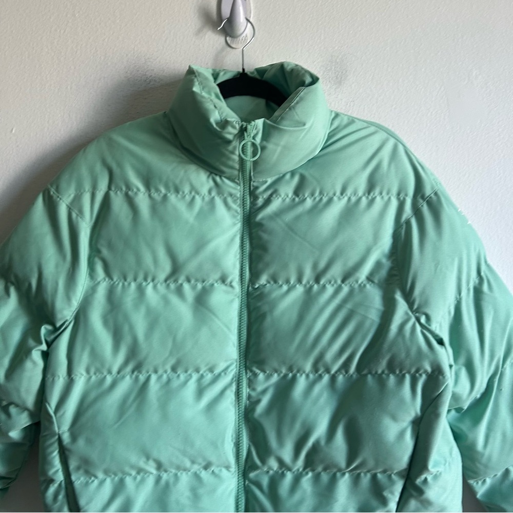 Gymshark Sz XS Mint Green Cropped Puffer Winter Coat - Picture 5 of 12